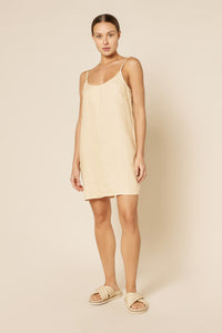 Nude Lucy Lounge Linen Dress In a Light Brown Butter Colour 