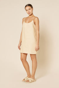 Nude Lucy Lounge Linen Dress In a Light Brown Butter Colour 