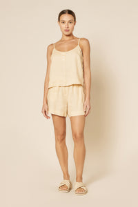 Nude Lucy Lounge Linen Camisole Top In a Light Brown Butter Colour 