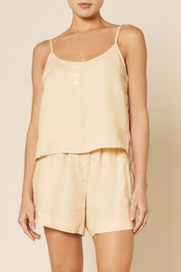 Nude Lucy Lounge Linen Camisole Top In a Light Brown Butter Colour 