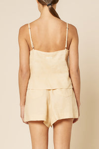 Nude Lucy Lounge Linen Camisole Top In a Light Brown Butter Colour 