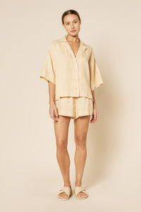 Nude Lucy Lounge Linen Shirt In a Light Brown Butter Colour 