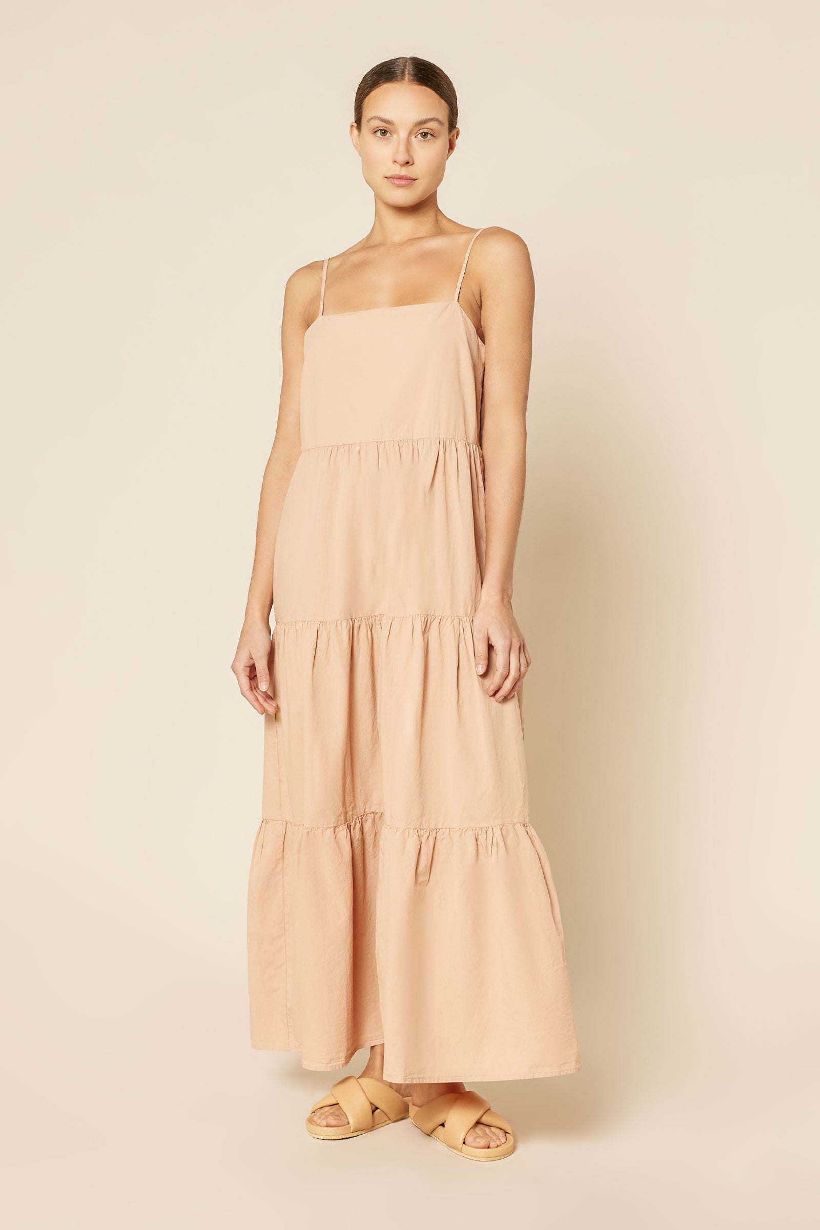 Nude Lucy Odessa Poplin Maxi Dress In a Orange Clay Colour