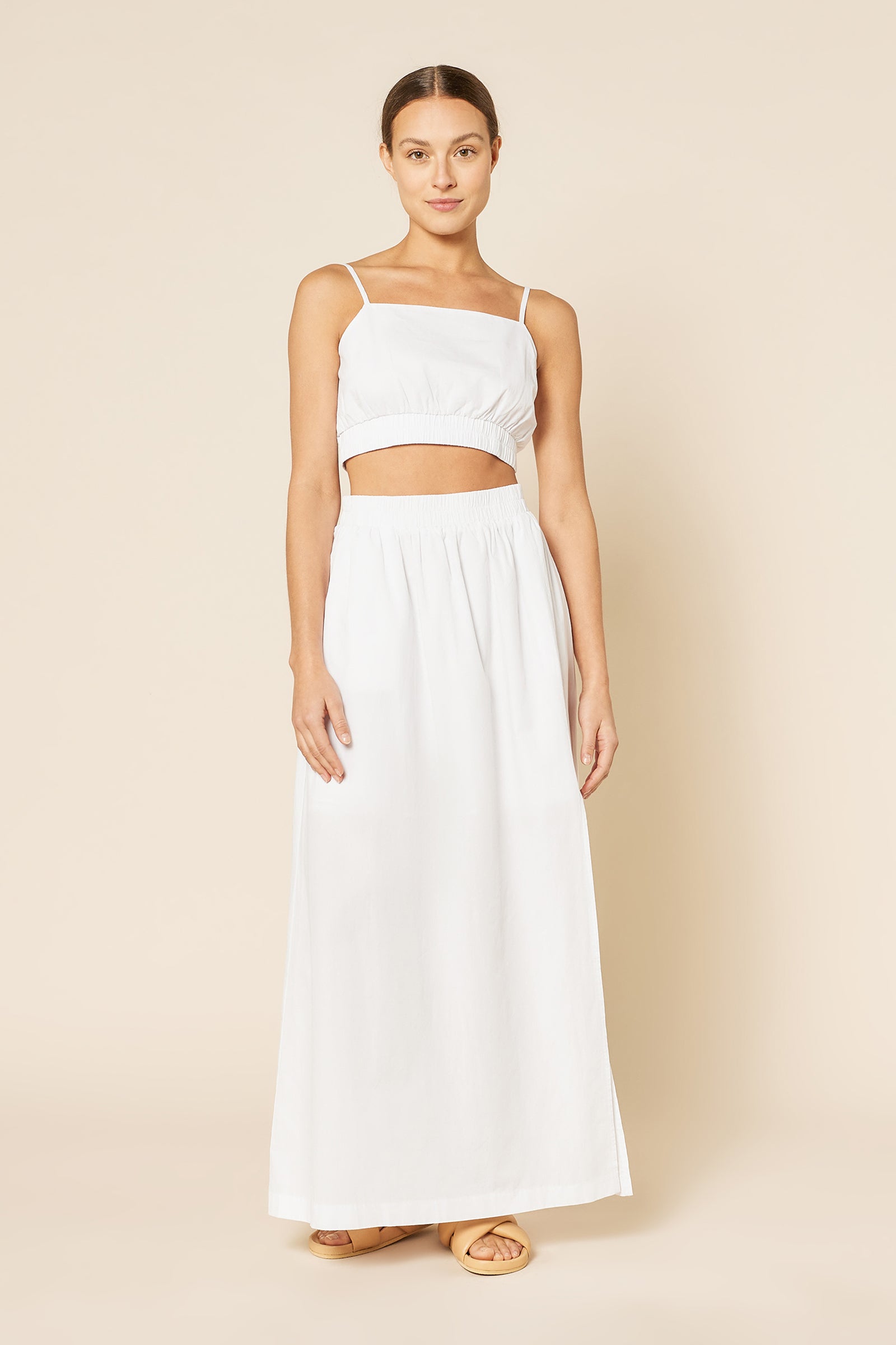 Nude Lucy Odessa Poplin Crop Camisole Top In White 