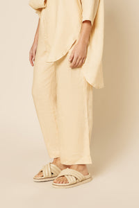 Nude Lucy Lounge Linen Crop Pant In a Light Brown Butter Colour 
