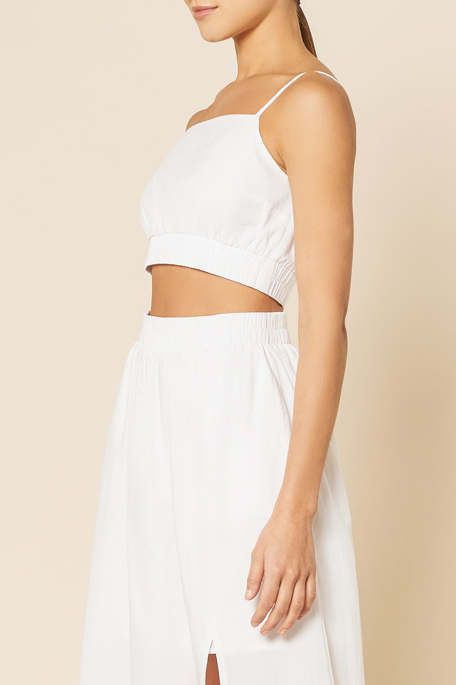 Nude Lucy Odessa Poplin Crop Camisole Top In White 