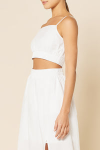 Nude Lucy Odessa Poplin Crop Camisole Top in White