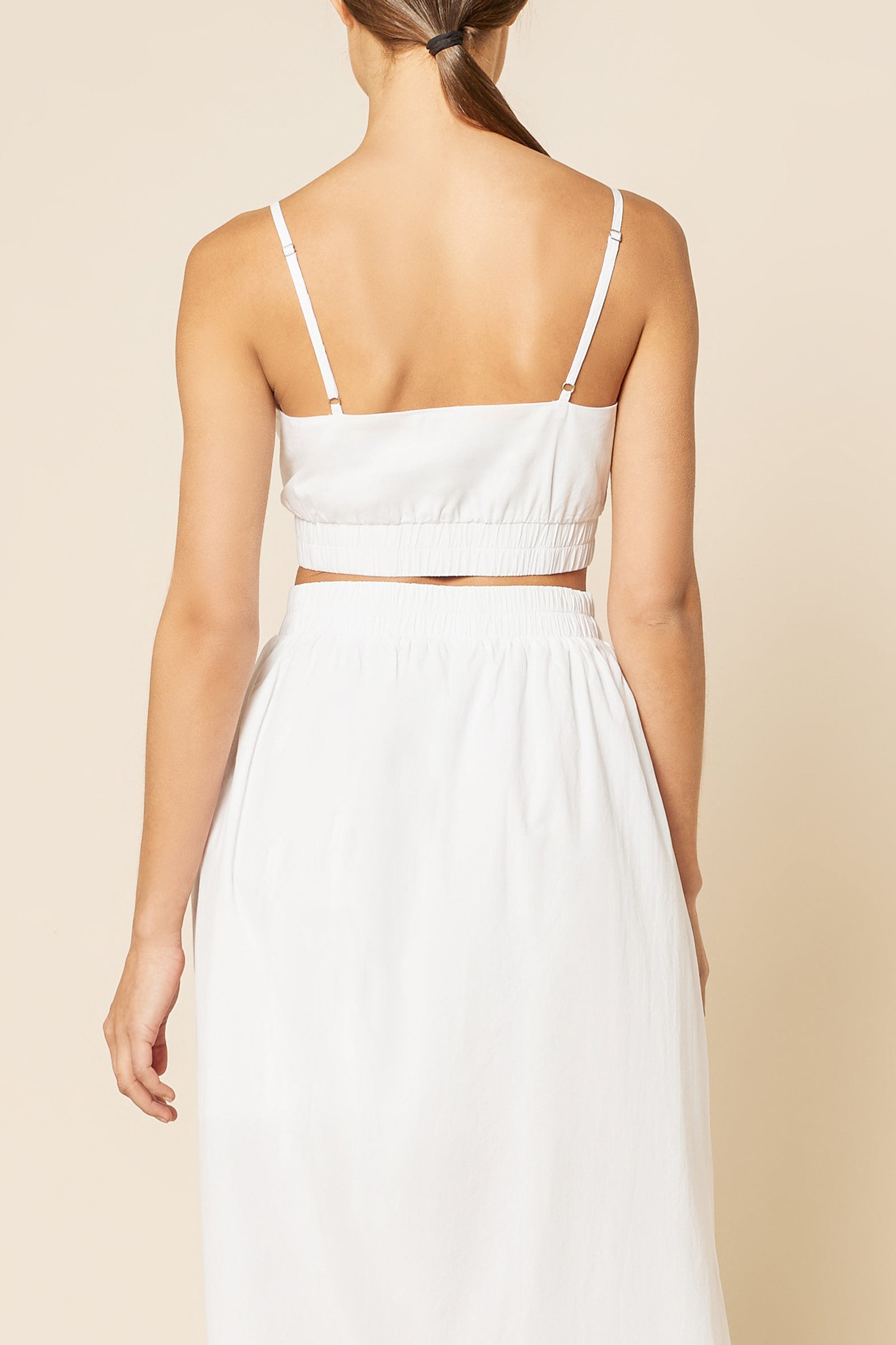 Nude Lucy Odessa Poplin Crop Camisole Top In White 
