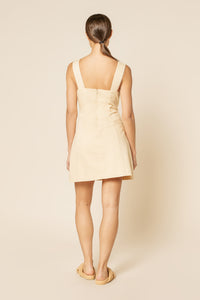 Nude Lucy Breanna Linen Mini Dress In a Light Brown Butter Colour 