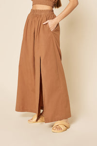 Nude Lucy Odessa Poplin Maxi Skirt in a Light Brown Henna Colour