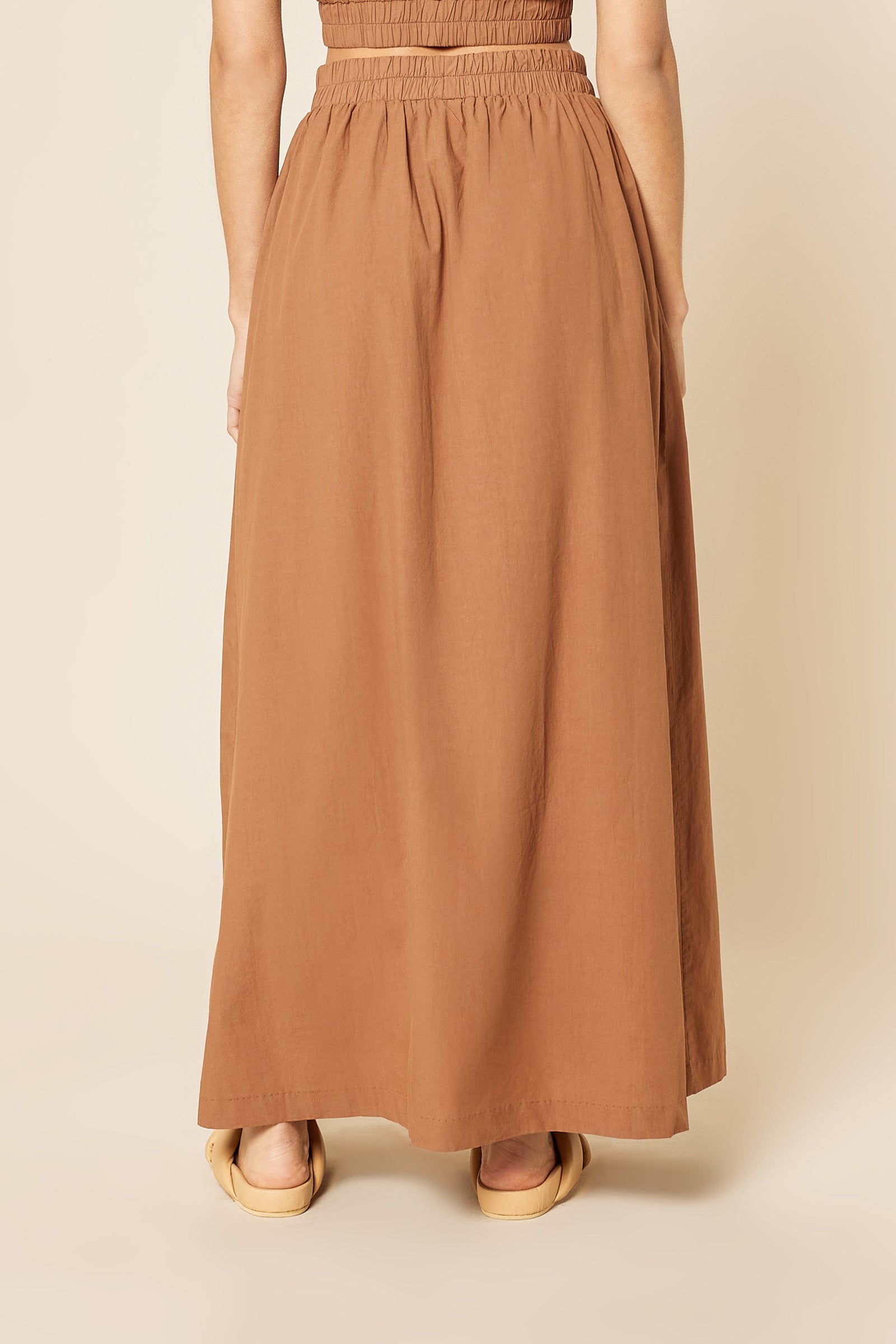 Nude Lucy Odessa Poplin Maxi Skirt in a Light Brown Henna Colour