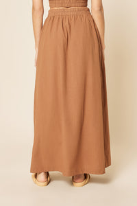 Nude Lucy Odessa Poplin Maxi Skirt in a Light Brown Henna Colour