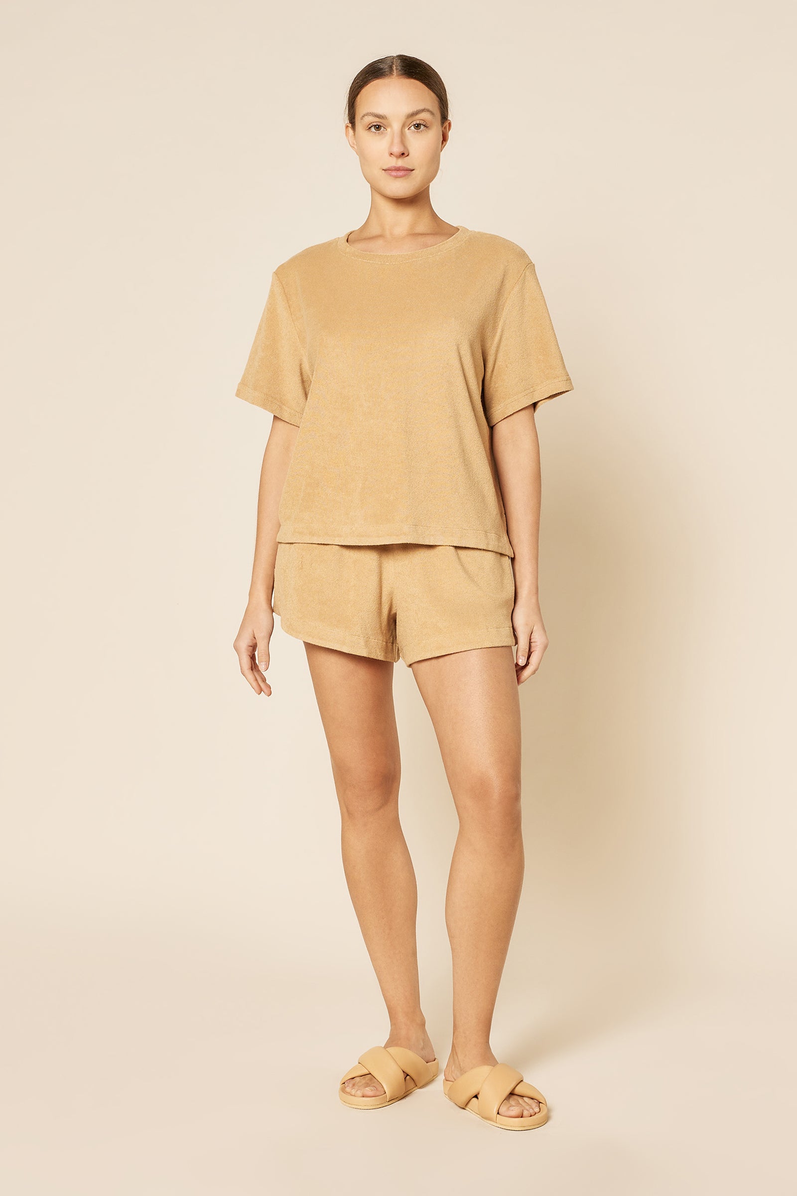 Nude Lucy Finn Terry Tee In A Light Brown Caramel Colour 