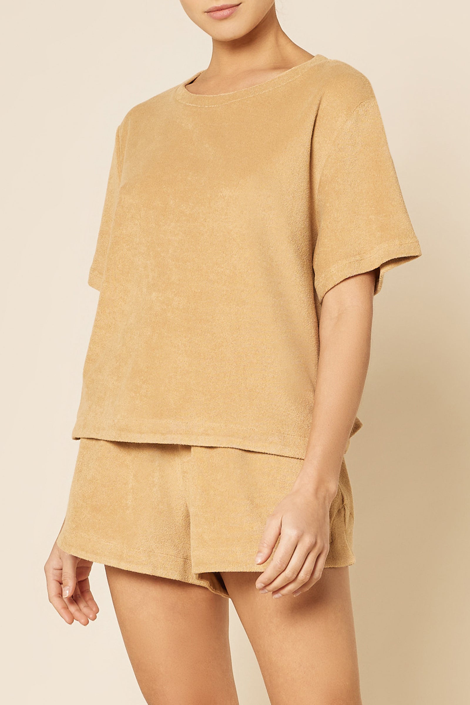 Nude Lucy Finn Terry Tee In A Light Brown Caramel Colour 