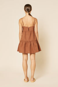Nude Lucy Jones Linen Mini Dress in a Light Brown Henna Colour