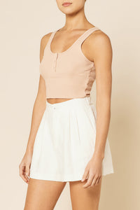 Nude Lucy Jade Button Front Waffle Tank In a Orange Clay Colour