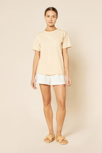 Nude Lucy Nude Organic Heritage Tee In a Light Brown Butter Colour 