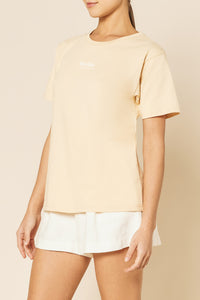 Nude Lucy Nude Organic Heritage Tee In a Light Brown Butter Colour 