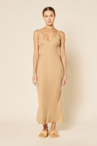 Nude Lucy Arianne Cupro Slip Dress in a Light Brown Caramel Colour