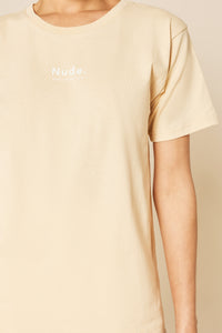 Nude Lucy Nude Organic Heritage Tee In a Light Brown Butter Colour 