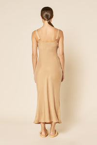 Nude Lucy Arianne Cupro Slip Dress in a Light Brown Caramel Colour