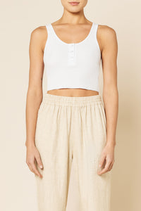 Nude Lucy Jade Button Front Waffle Tank in White