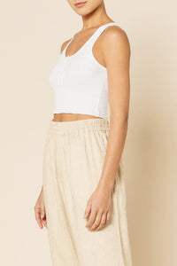 Nude Lucy Jade Button Front Waffle Tank in White