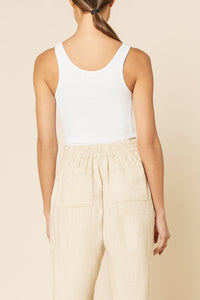 Nude Lucy Jade Button Front Waffle Tank in White