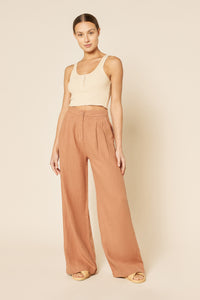 Nude Lucy Jade Button Front Waffle Tank In a Light Brown Butter Colour 