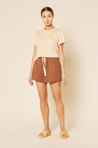 Nude Lucy Clara Linen Tee In a Light Brown Butter Colour 