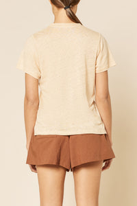 Nude Lucy Clara Linen Tee In a Light Brown Butter Colour 