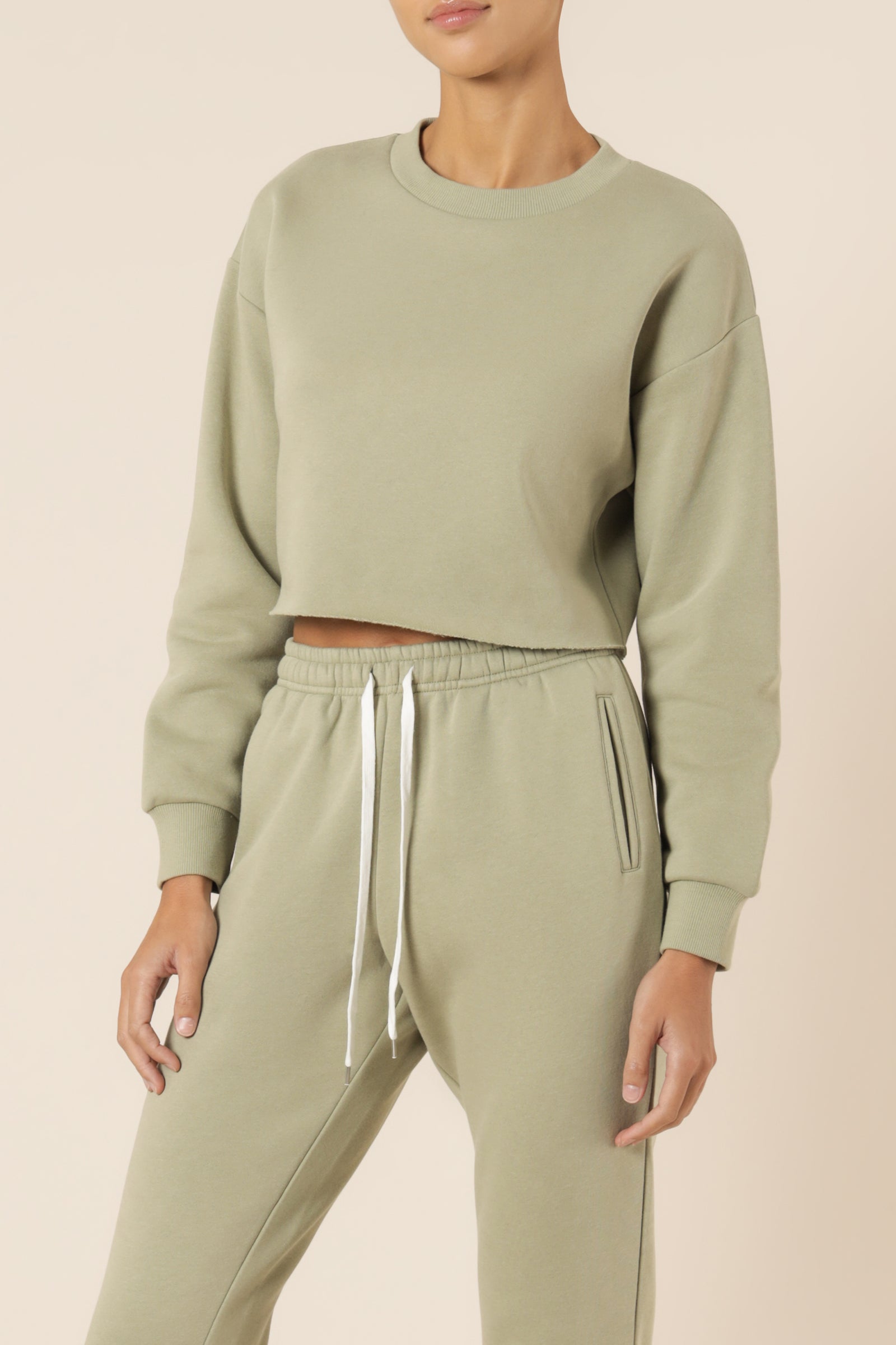 Nude Lucy Carter Classic Crop Sweat Washed Sage Sweats 