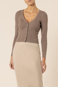 Nude Lucy nude classic knit cardi chocolate knits