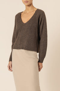 Nude Lucy freya v neck jumper mocha knits