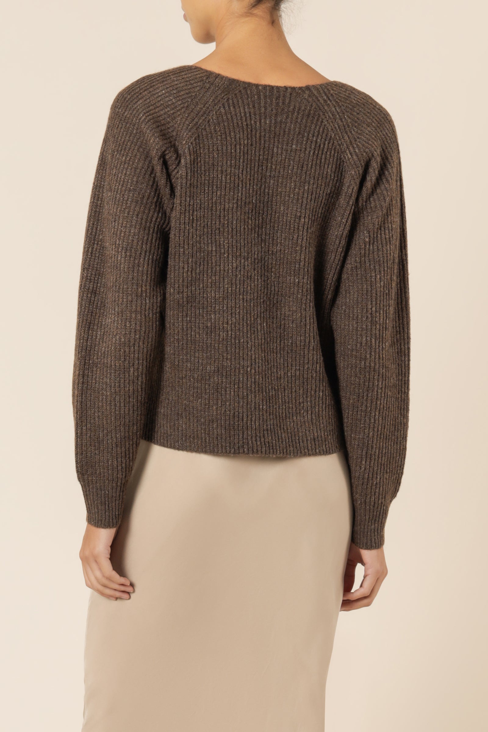 Nude Lucy Freya V Neck Jumper Mocha Knits 