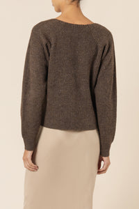 Nude Lucy freya v neck jumper mocha knits