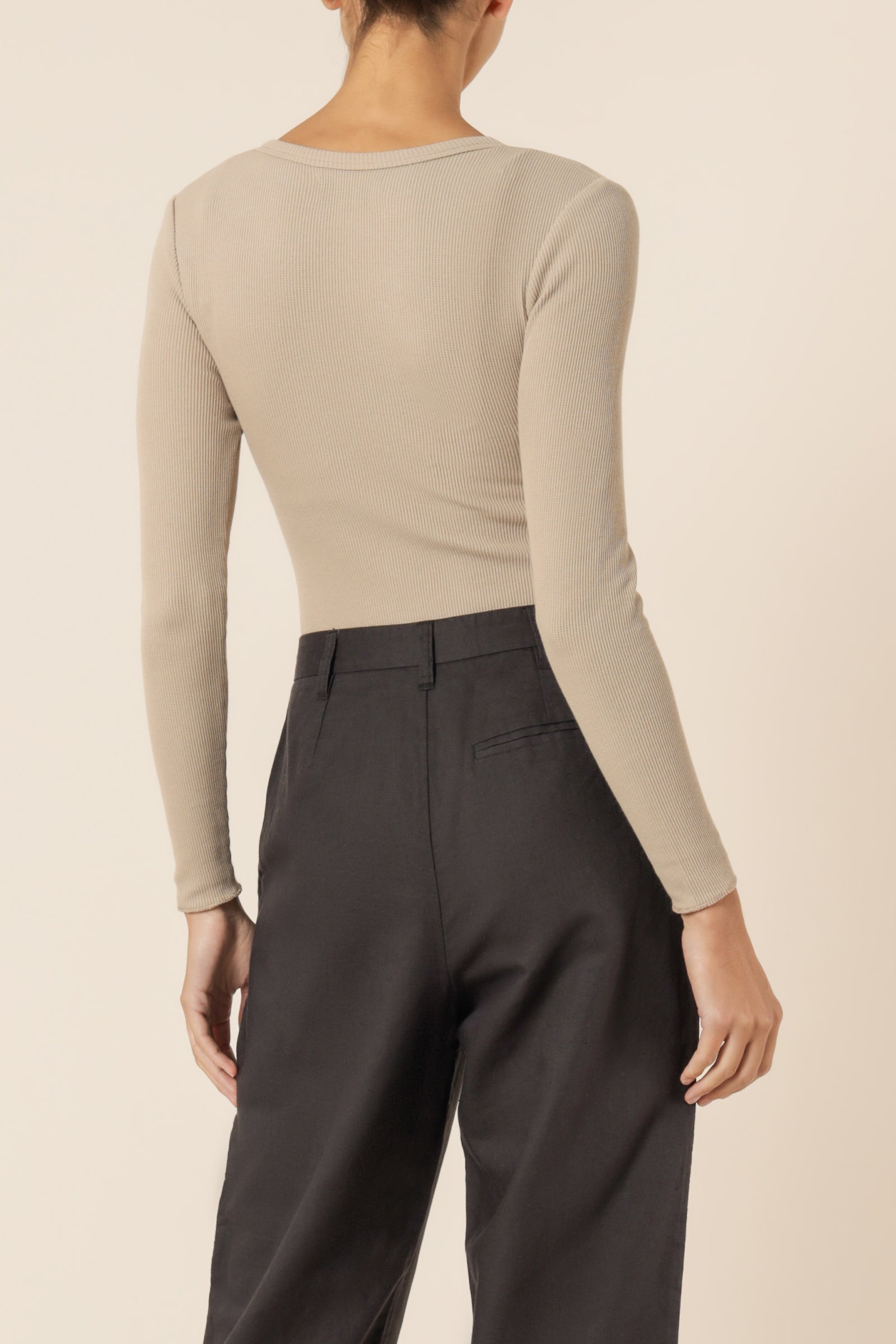 Nude Lucy millie long sleeve waffle bodysuit mocha top