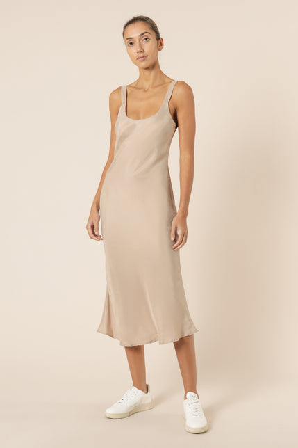 ESME CUPRO SLIP DRESS-Mocha