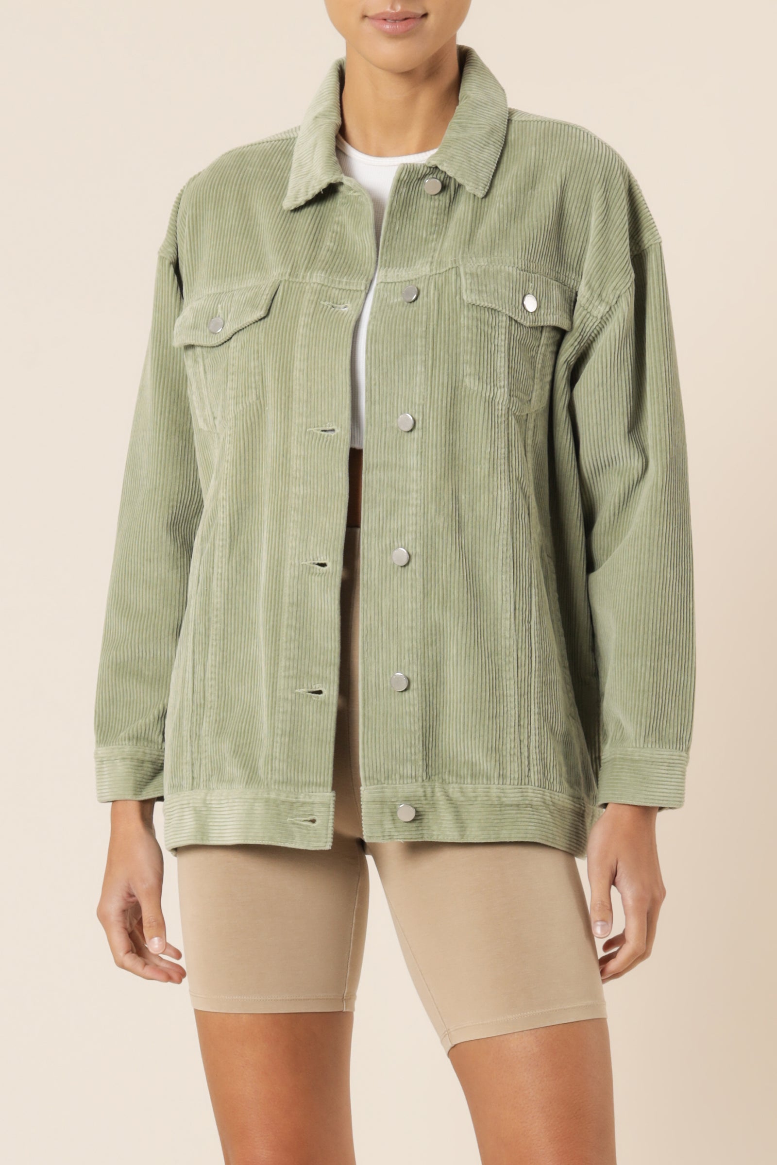 Nude Lucy binx longline cord jacket washed sage jackets