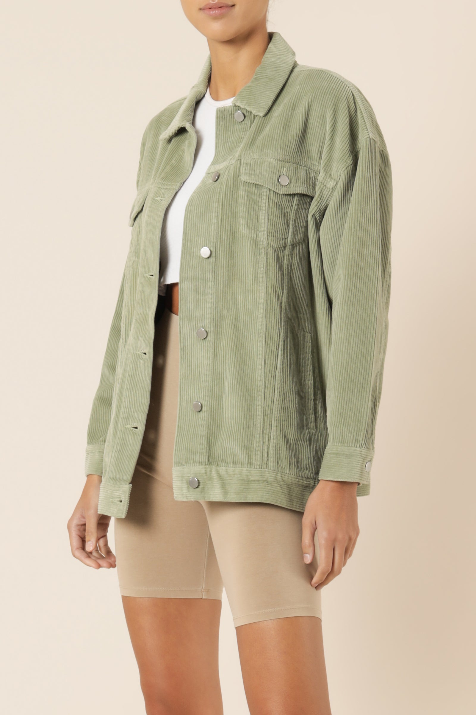 Nude Lucy binx longline cord jacket washed sage jackets