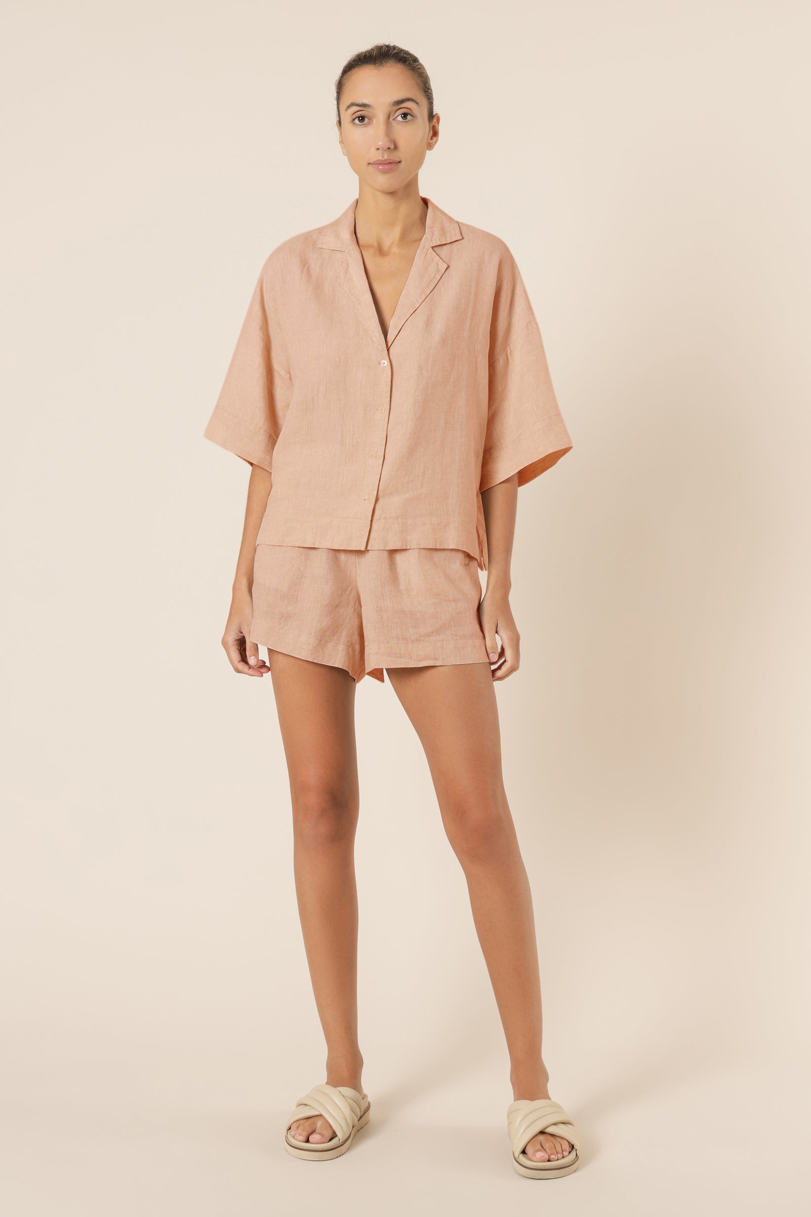 Nude Lucy nude lounge linen short clay shorts