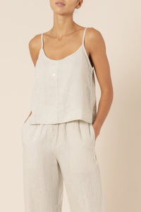 Nude Lucy nude linen lounge cami natural top
