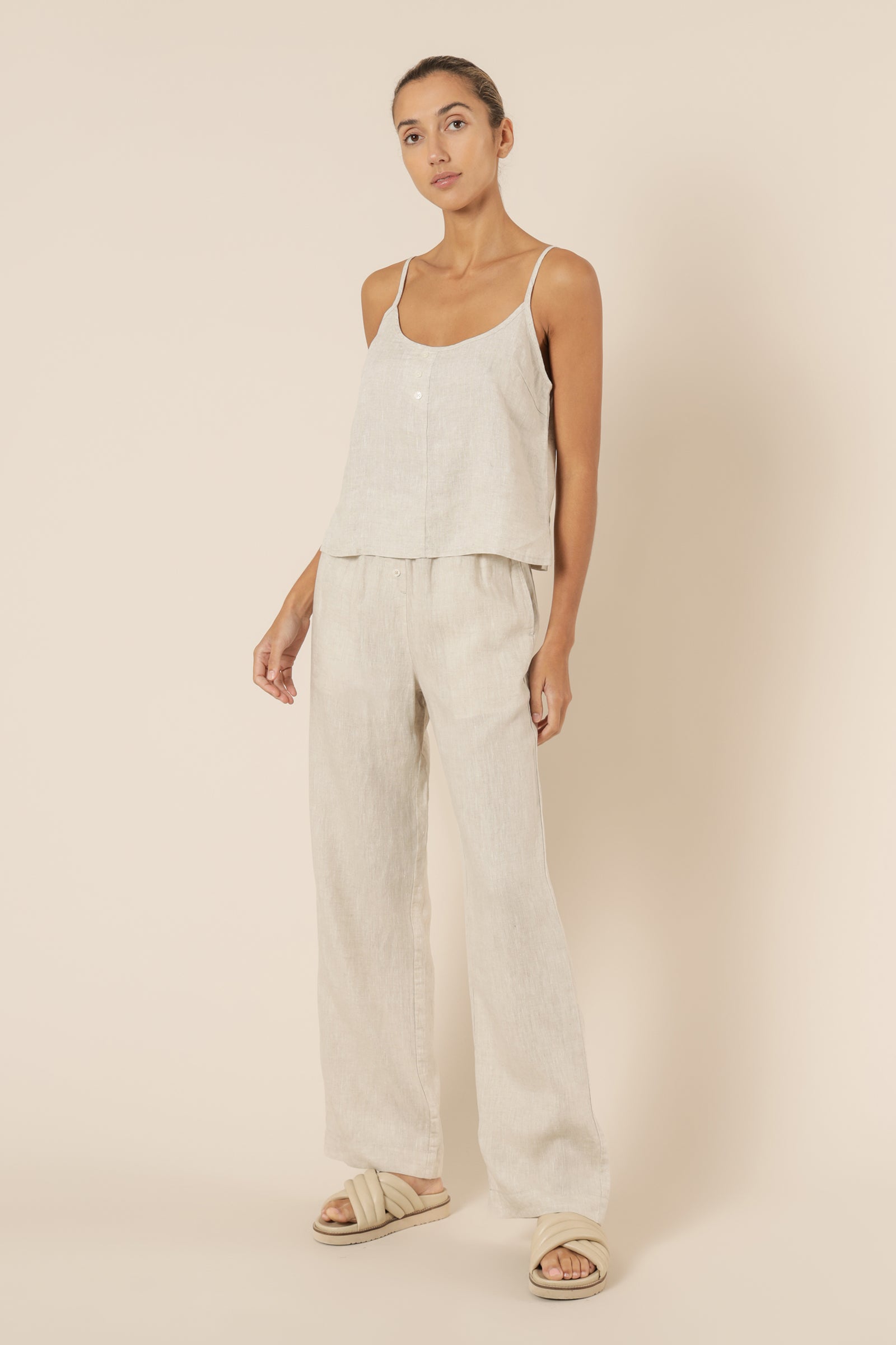 Nude Lucy Nude Linen Lounge Cami Natural Top 