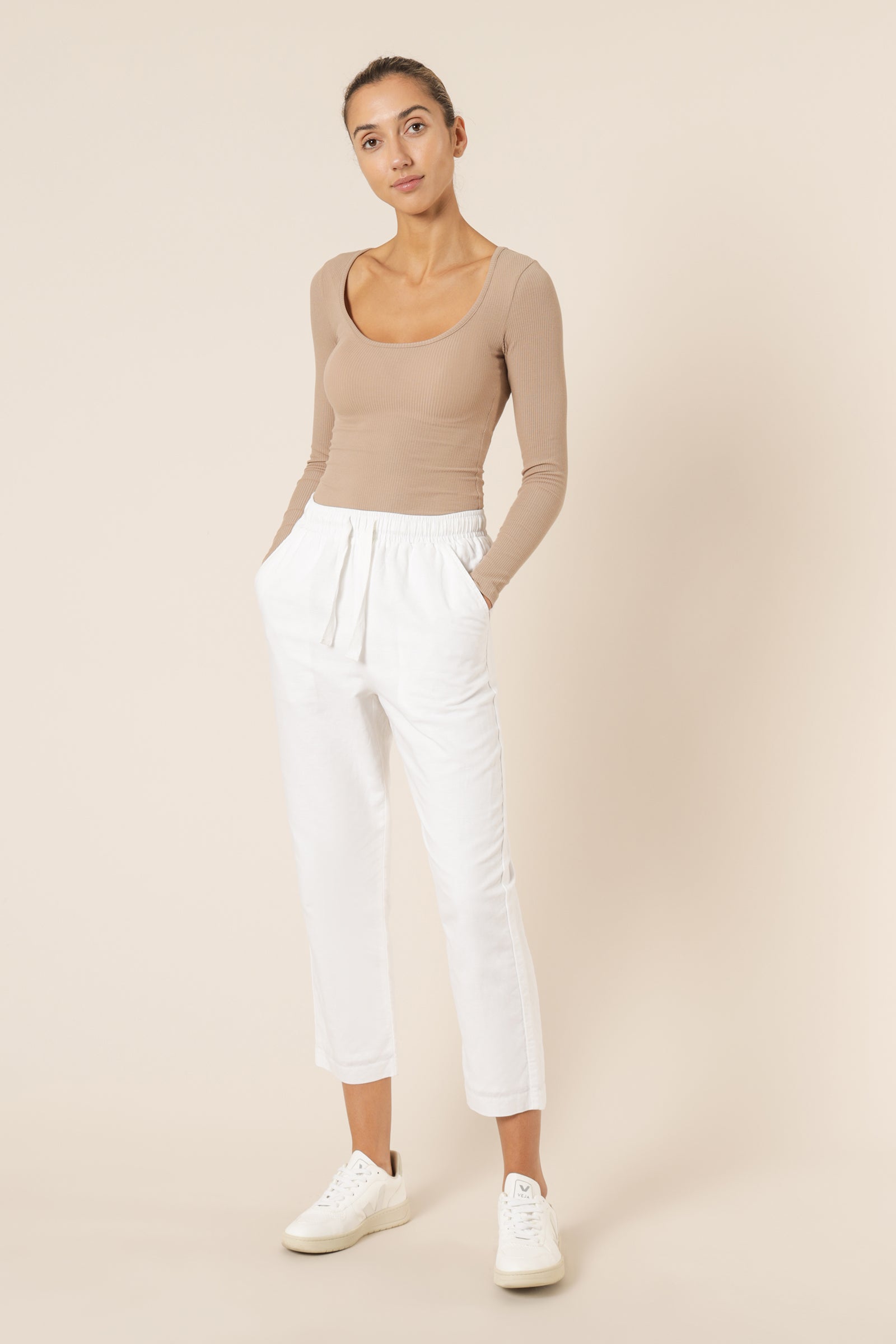 Nude Lucy Maya Long Sleeve Rib Tee Mocha Tees 