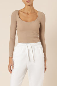 Nude Lucy maya long sleeve rib tee mocha tees