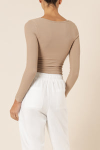 Nude Lucy maya long sleeve rib tee mocha tees