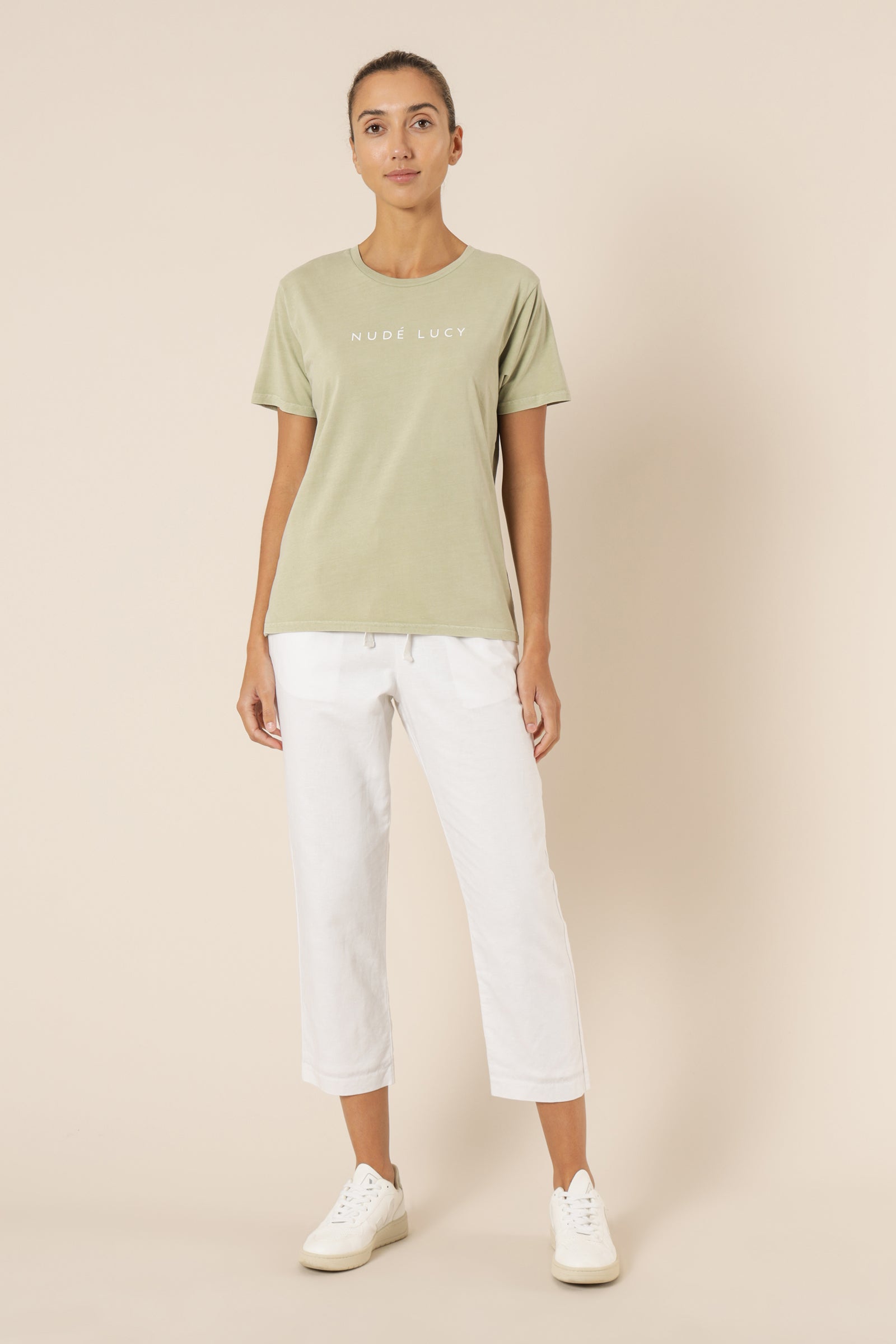 Nude Lucy Nude Lucy Washed Slogan Tee Washed Sage Top 