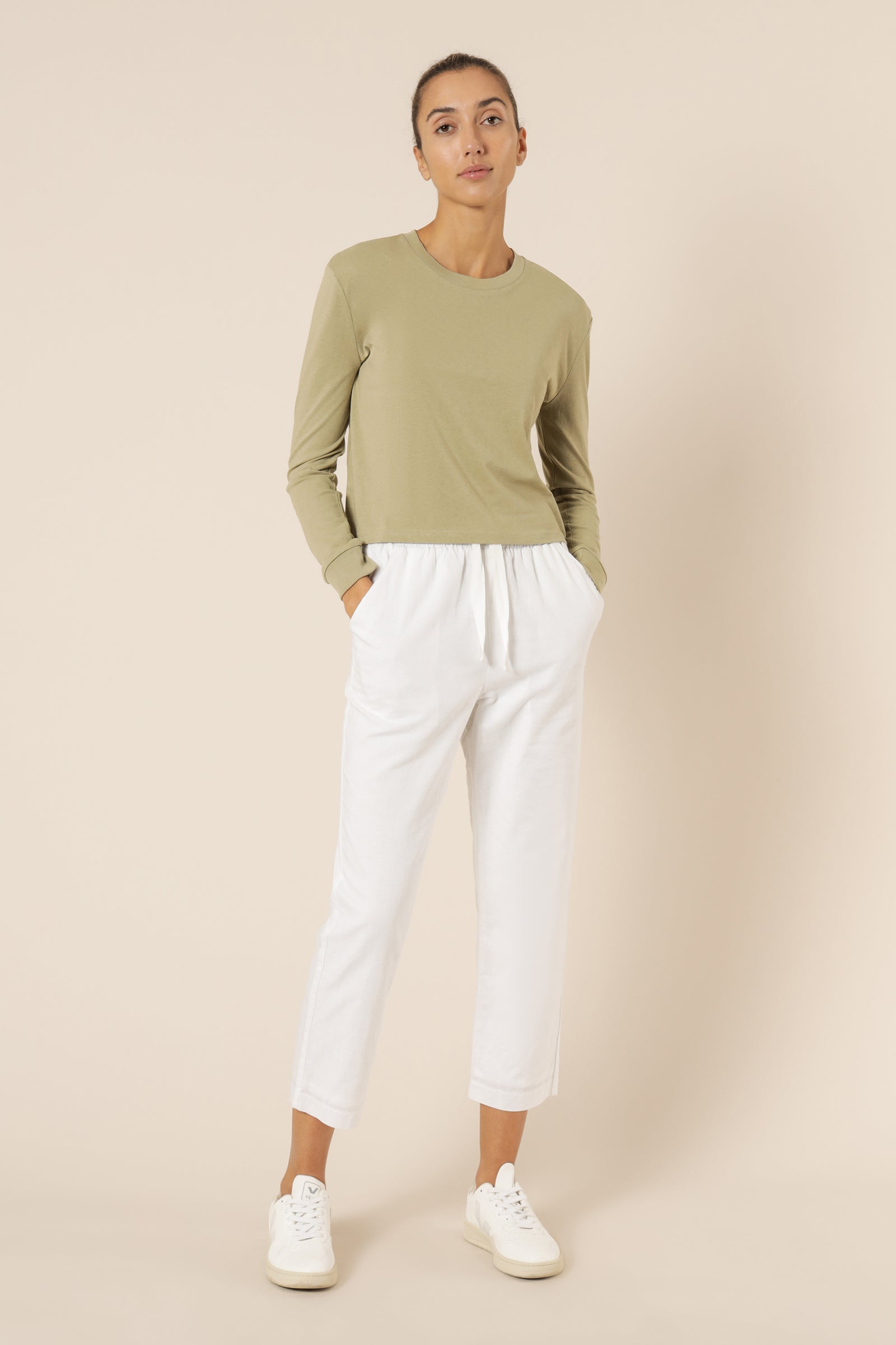 Nude Lucy xavier crop boyfriend tee washed sage top