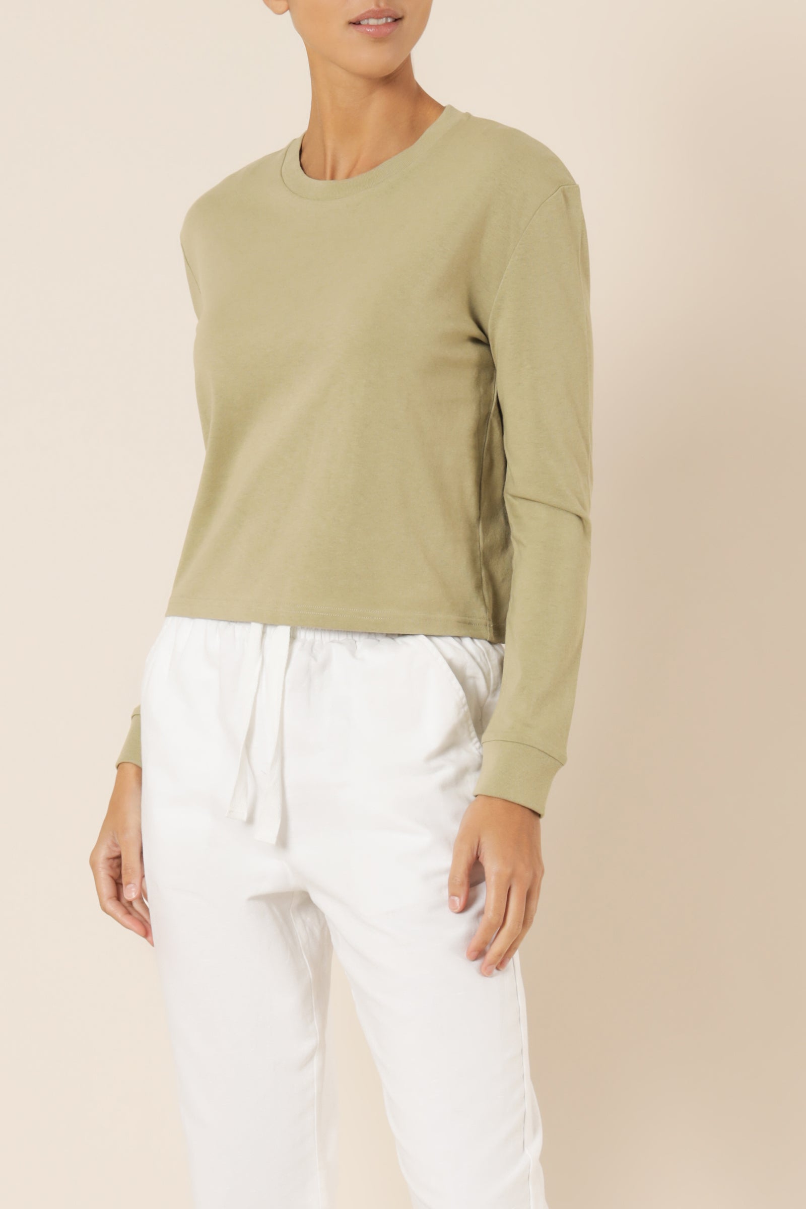 Nude Lucy xavier crop boyfriend tee washed sage top