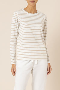 Nude Lucy ava long sleeve tee stripe tan stripe top